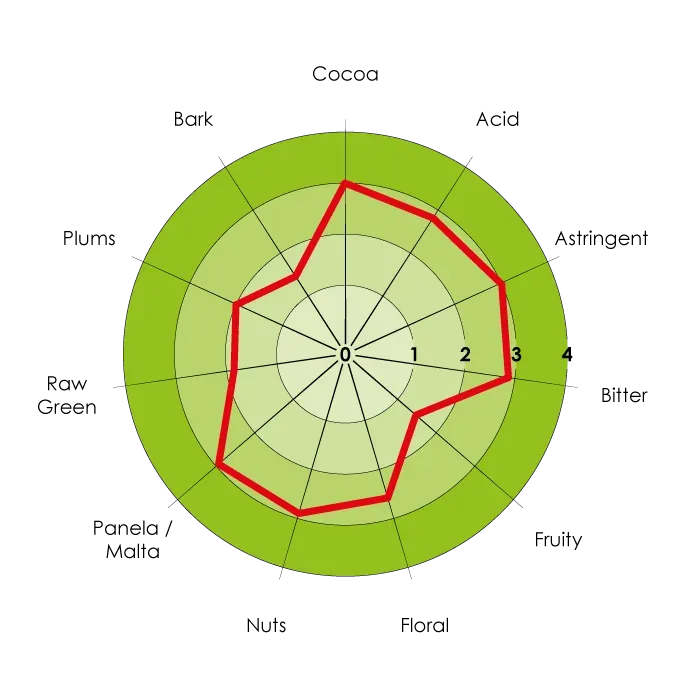 Detailed sensory map of Gran Palo Blanco cocoa flavor profile